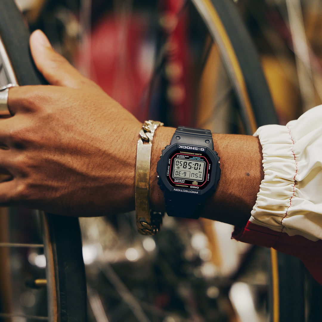 G-Shock DW5600 Origin Colors Digital Black Red | Watches.com