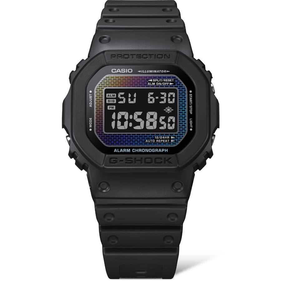 G-Shock DW5600 Rainbow Brick Wall Digital Black | Watches.com