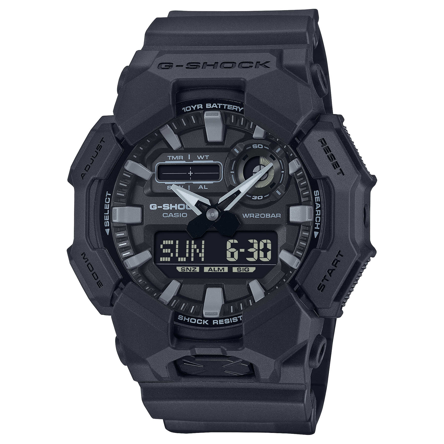G-Shock GA010 10 Year Battery Ana-Digi All Black | Watches.com