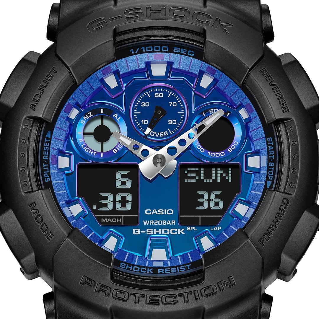 G-Shock GA100 Flame Inside Ana-Digi Black Blue | Watches.com