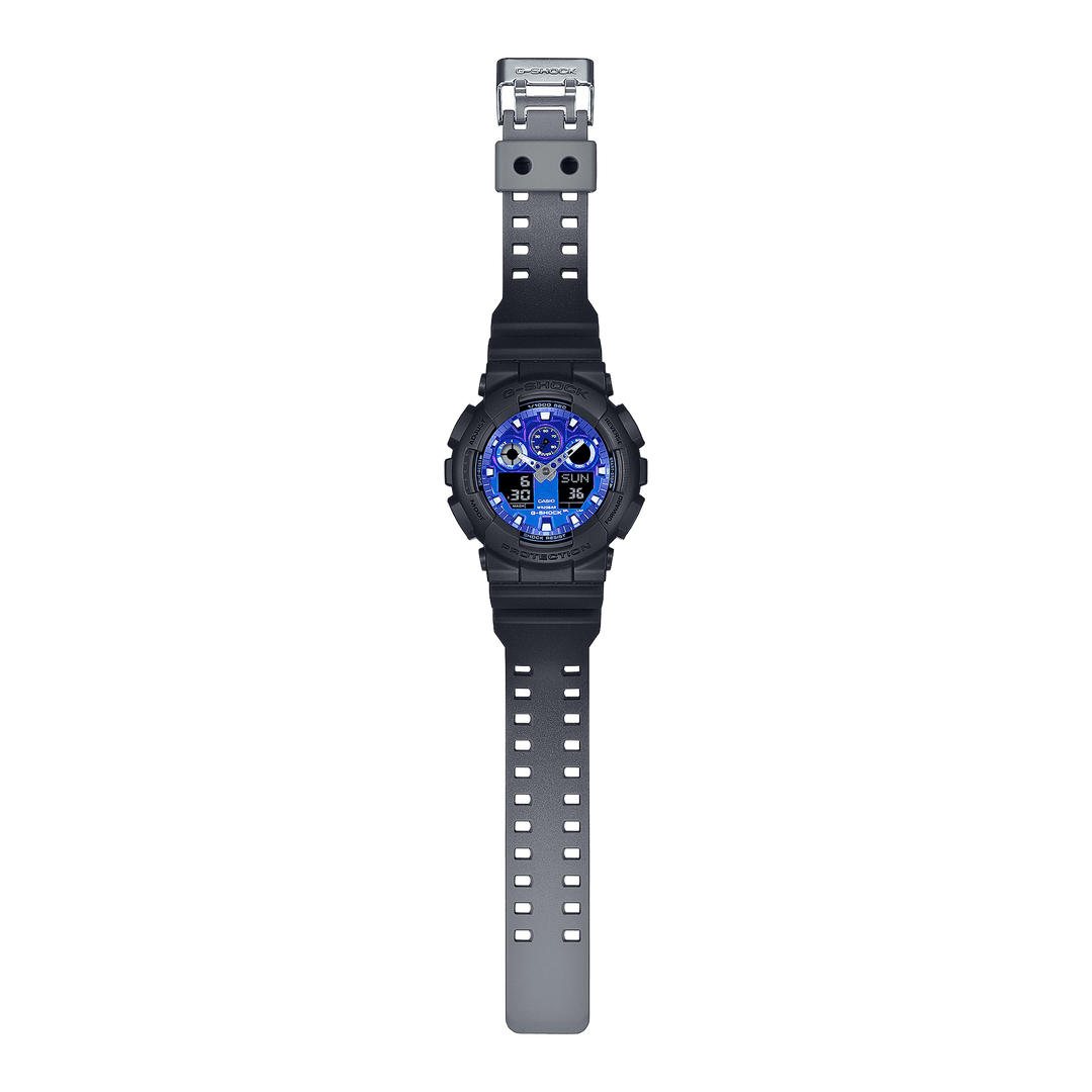 G-Shock GA100 Flame Inside Ana-Digi Black Blue | Watches.com