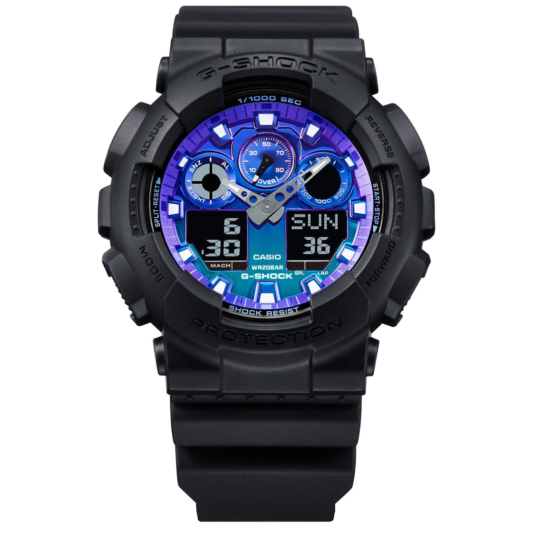 G-Shock GA100 Flame Inside Ana-Digi Black Blue | Watches.com