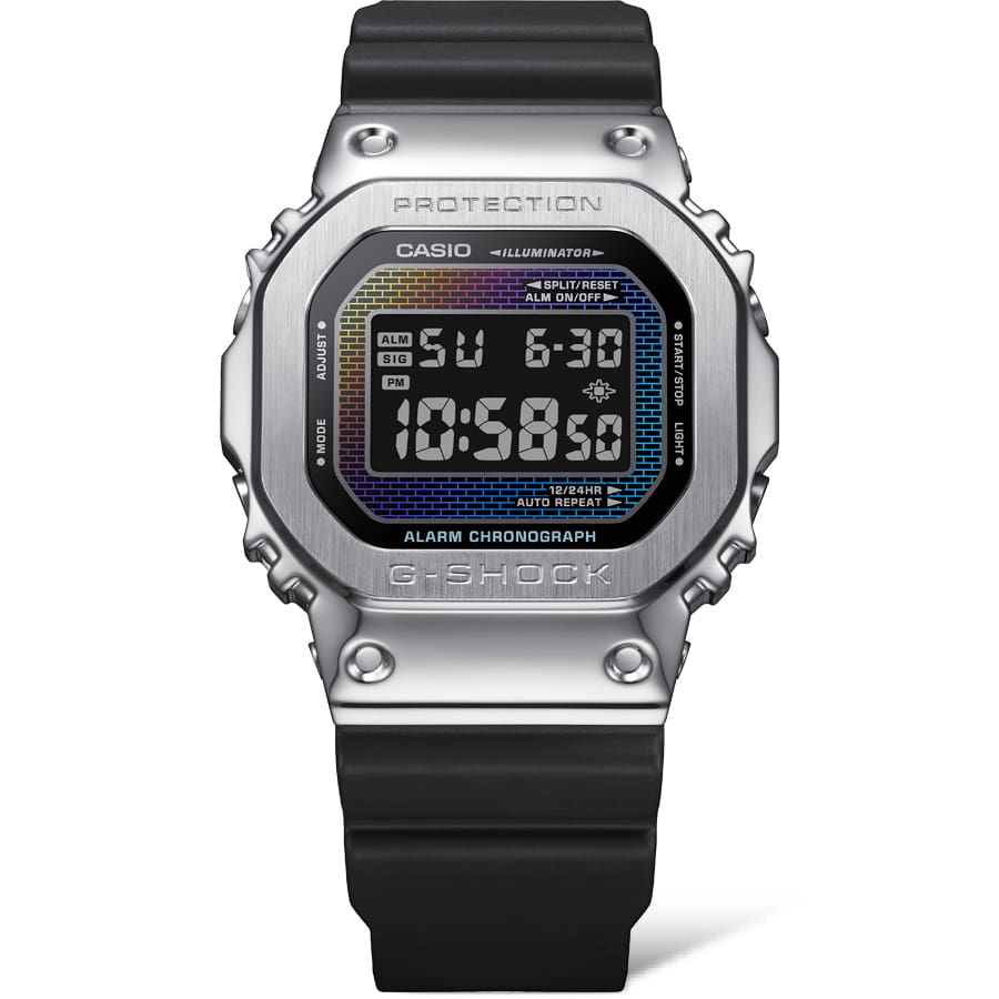 G-Shock GM5600 Rainbow Brick Wall Digital Black Silver | Watches.com