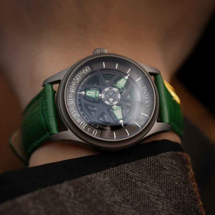 OLTO-8 King 3D Satellite Hour Wheel Automatic Jade Green