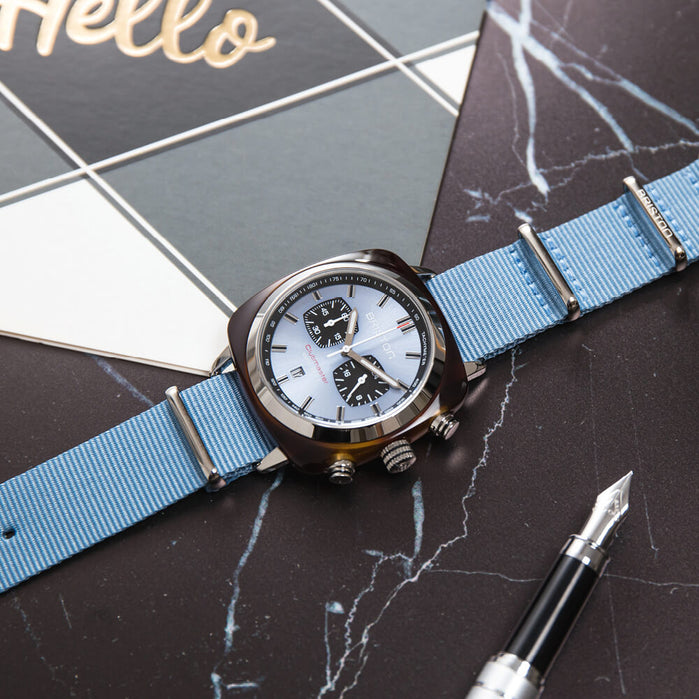 Briston Clubmaster Sport Chronograph Ice Blue angled shot picture