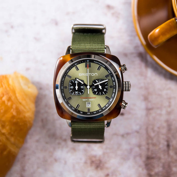 Briston Clubmaster Sport Chronograph Olive Green angled shot picture