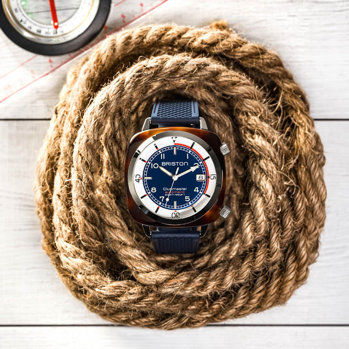 Briston Clubmaster Legend Compressor Automatic Navy Blue angled shot picture