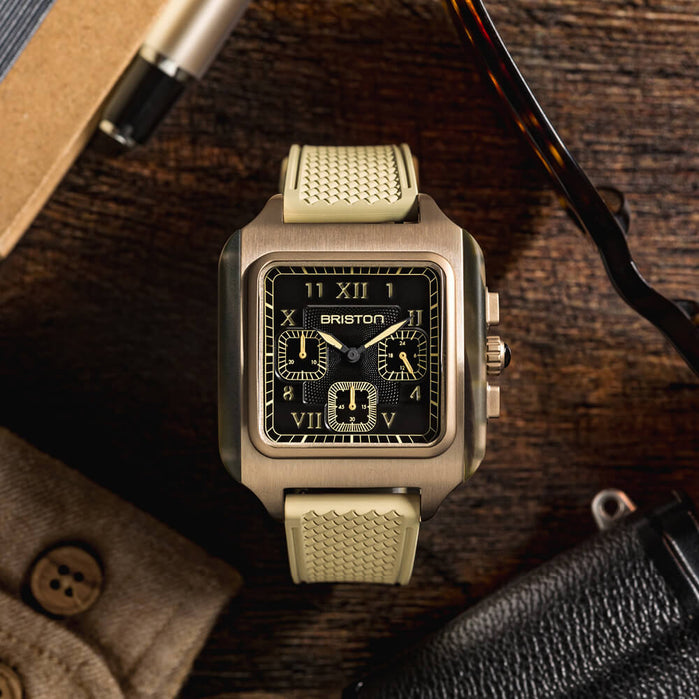 Briston Streamliner Kennedy Chronograph 38mm Khaki angled shot picture