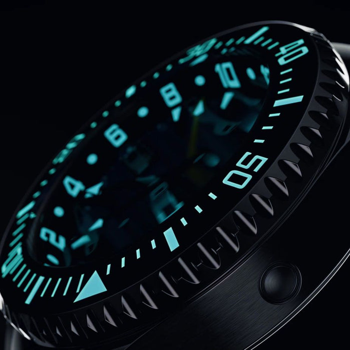 Oceaneva 6000m Marine Explorer VI GMT Automatic Grade 5 Titanium Blue Red Limited Edition angled shot picture