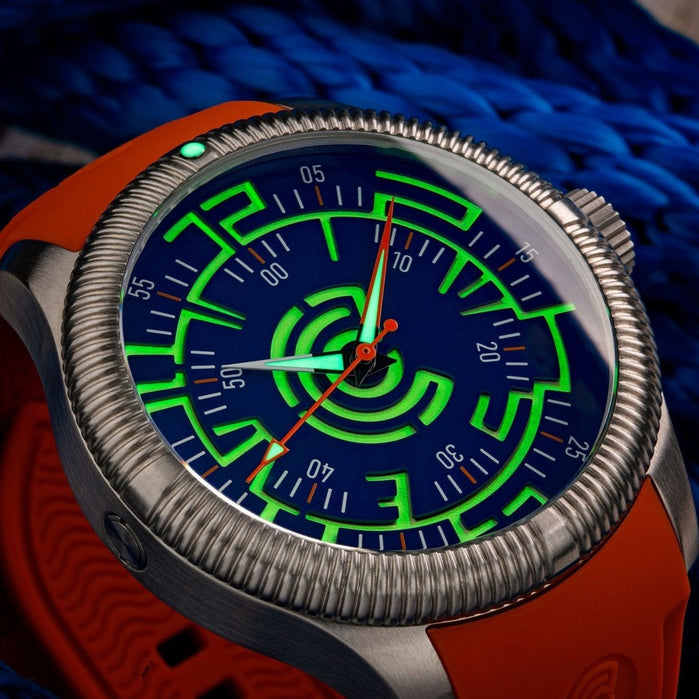 Ocean Crawler Lume Rush Diver v2 Automatic Blue Limited Edition angled shot picture