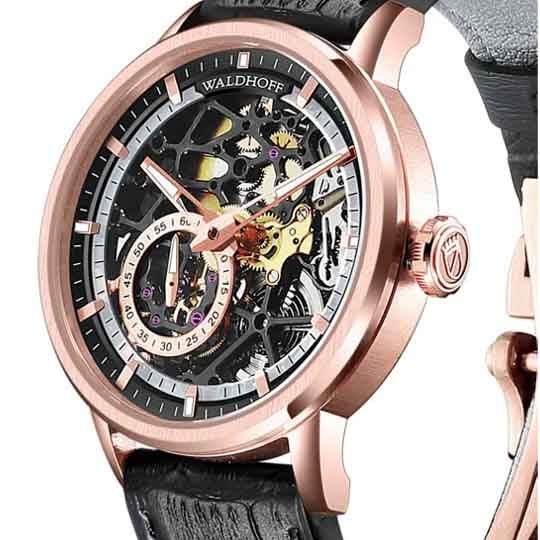 Manufaktur Waldhoff Pioneer Automatic Rose Gold Obsidian – Watches.com