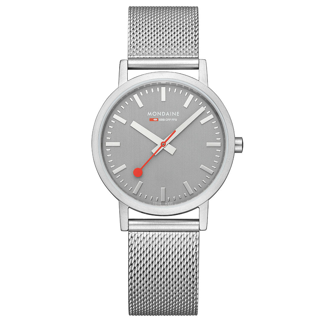 Mondaine Classic 36mm Gray SS | Watches.com