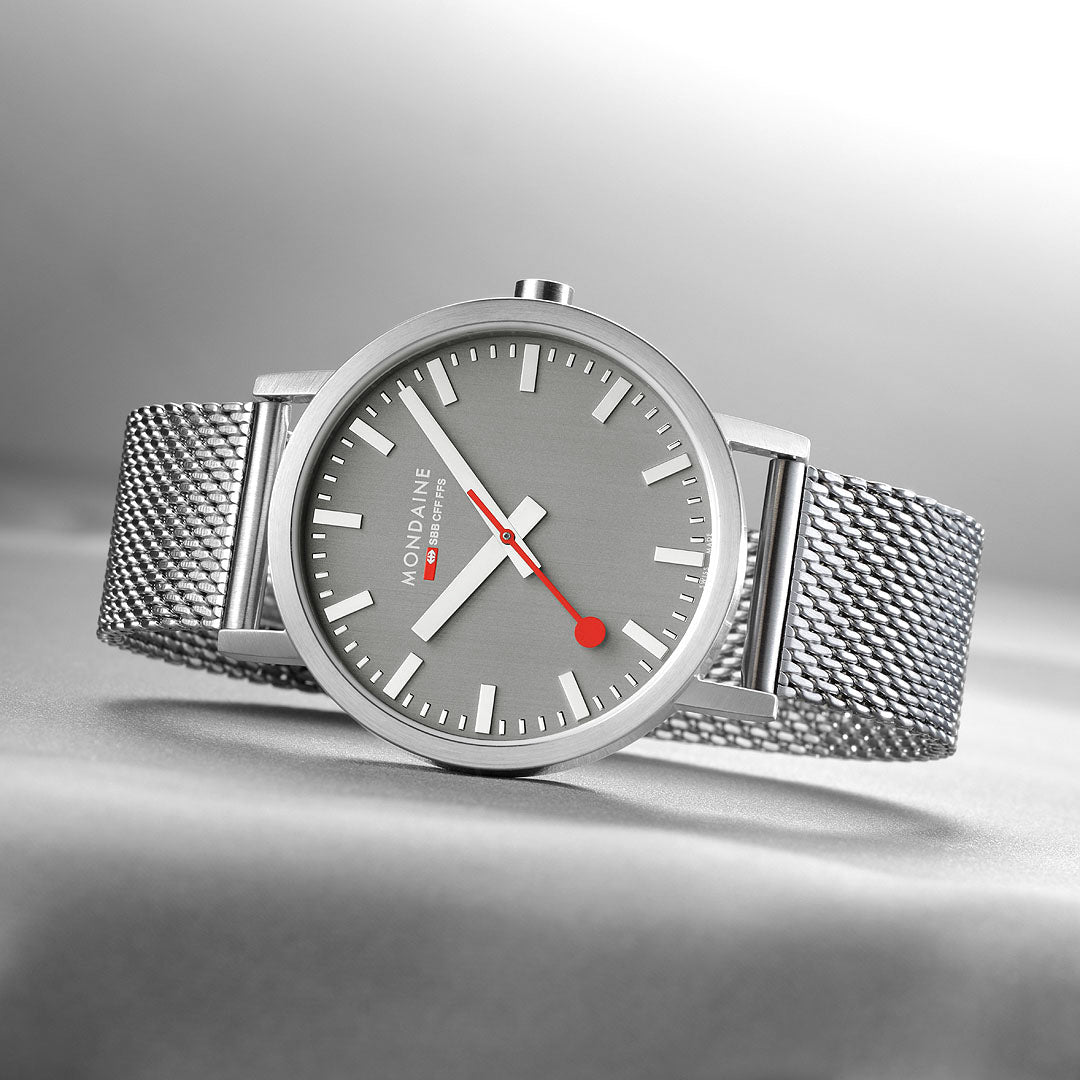 Mondaine Classic 40mm Gray SS | Watches.com