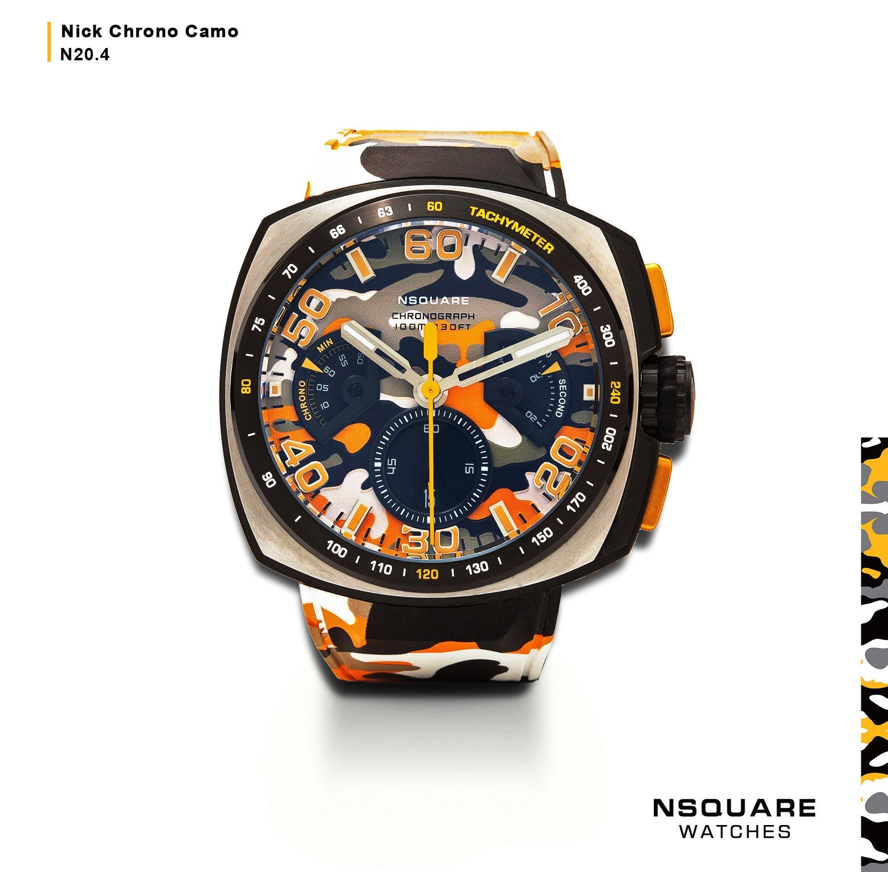 Nsquare Nick Chrono 51mm Orange Camo – Watches.com