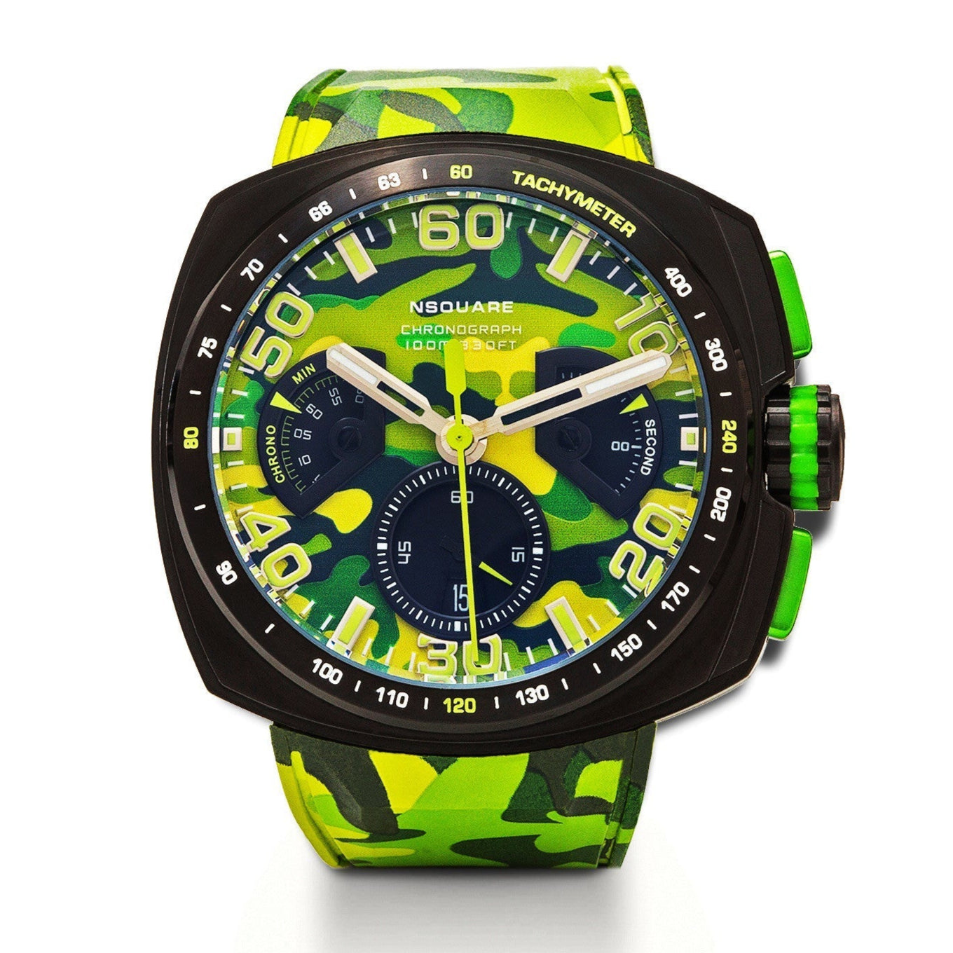 ナメコ Nsquare Nick Chrono 51mm Green Camo | Watches.com