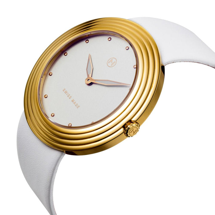 Nove Streamliner 40mm Gold White angled shot picture