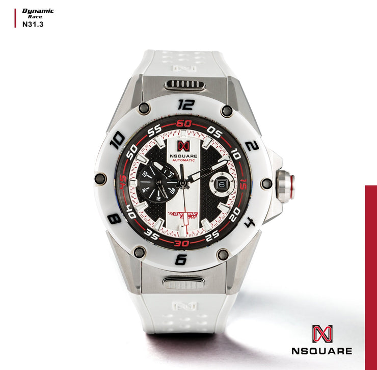 NSQUARE DYNAMIC RACE AUTOMATIC WATCH 46MM N31.3 SS/CERAMIC WHITE/WHITE|NSQUARE DYNAMIC RACE自動錶 46毫米 N31.3鋼/白色陶瓷/白色 - Watches.com - 