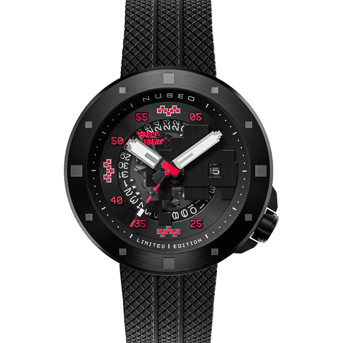 Nubeo Cassini Automatic Space Invaders Limited Edition Eclipse Red angled shot picture