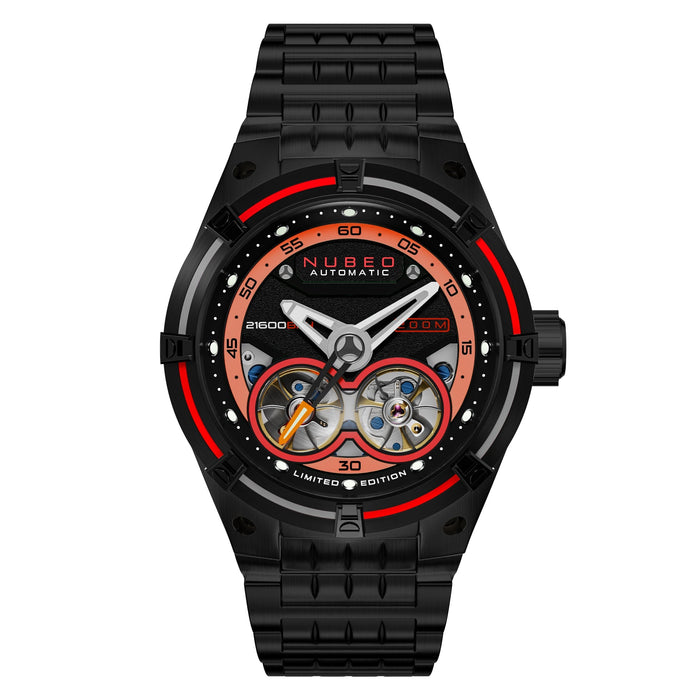 Nubeo Galileo Automatic Orange Black Limited Edition angled shot picture