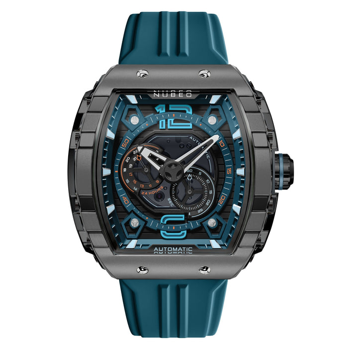 Nubeo Magellan 24 Hour Automatic Retro Blue angled shot picture