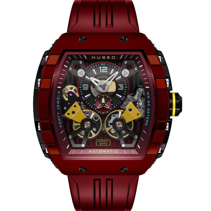 Nubeo Magellan Double Barrel Automatic Firebrick Red angled shot picture