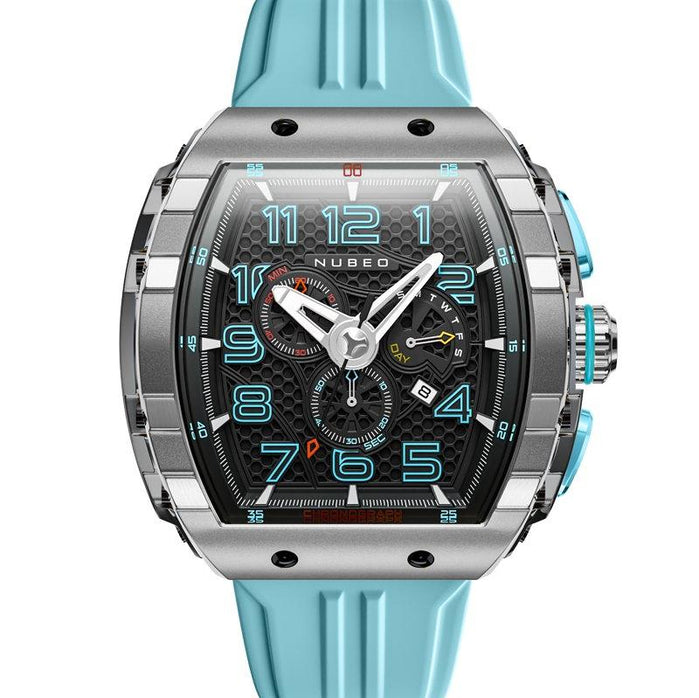 Nubeo Magellan Retrograde Chronograph Aster Blue angled shot picture
