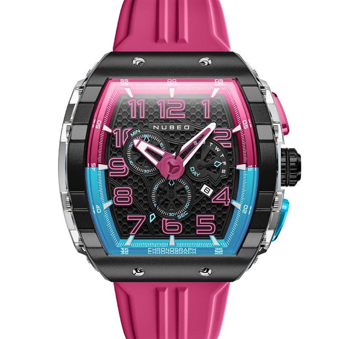 Nubeo Magellan Retrograde Chronograph Bubblegum Pink angled shot picture