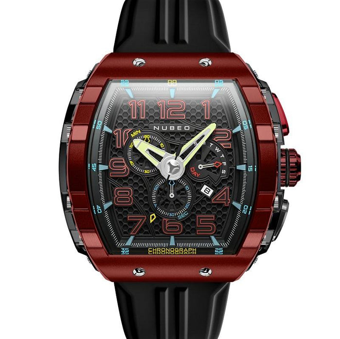 Nubeo Magellan Retrograde Chronograph Crimson Red angled shot picture