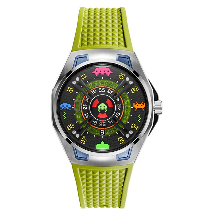 Nubeo OAO Automatic Space Invaders Limited Edition Galaxy Green angled shot picture