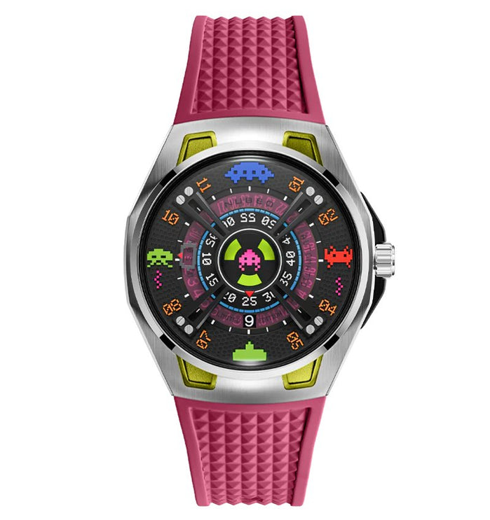 Nubeo OAO Automatic Space Invaders Limited Edition Plasma Pink angled shot picture