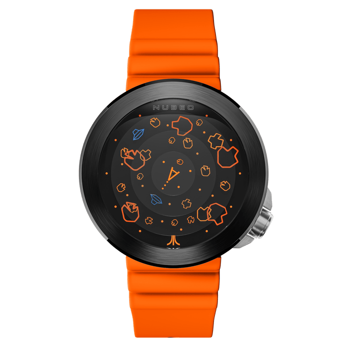 Nubeo Ventana Automatic Atari Asteroids 45th Plasma Pumpkin Limited Edition angled shot picture