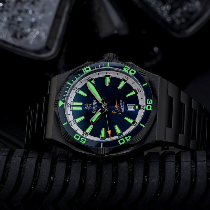 Ocean Crawler Bolt DLC Automatic Blue Limited Edition angled shot picture