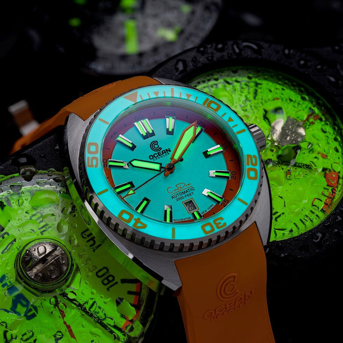 Ocean Crawler Core Diver Full Lume Orange angled shot picture