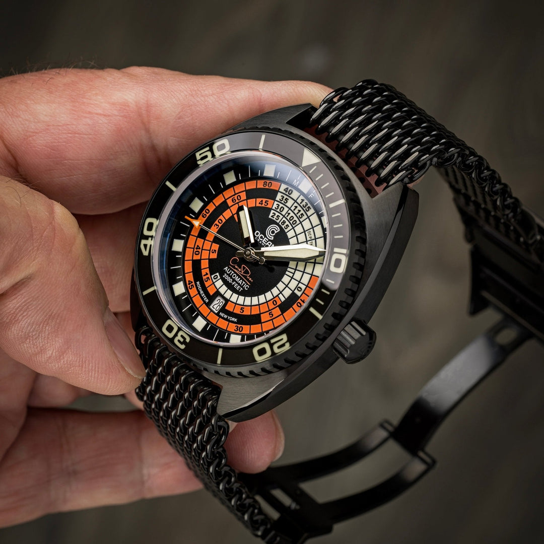 Ocean Crawler Decompression Timer Core Diver Black Orange Limited