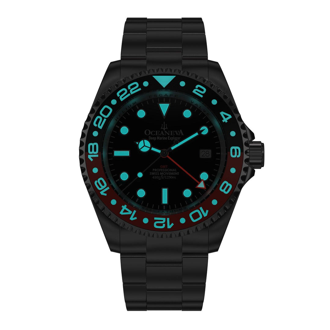 Oceaneva Deep Marine Explorer GMT 1250m Pro Diver Black – Watches.com