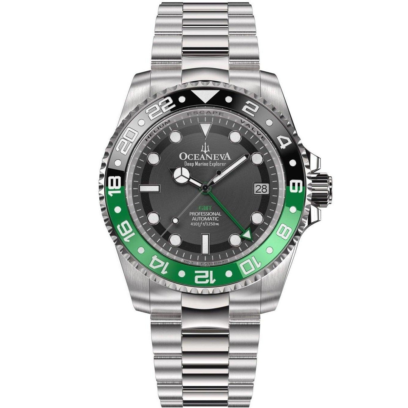 Oceaneva Deep Marine Explorer GMT Automatic 1250M Pro Diver Green