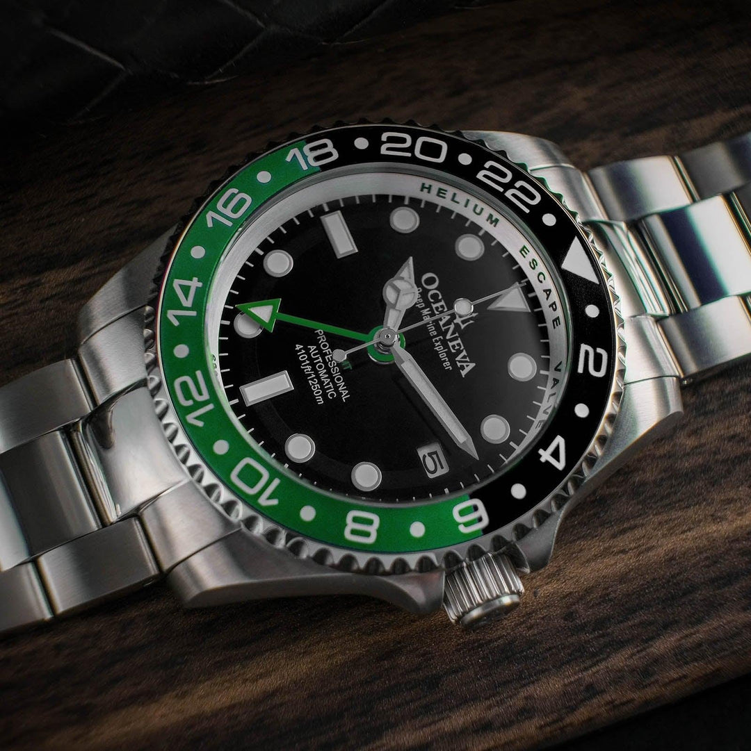 Oceaneva Deep Marine Explorer GMT Automatic 1250M Pro Diver Green