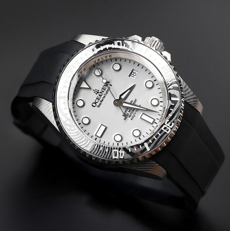 Oceaneva Deep Marine Explorer II Damascus White Black Limited Edition