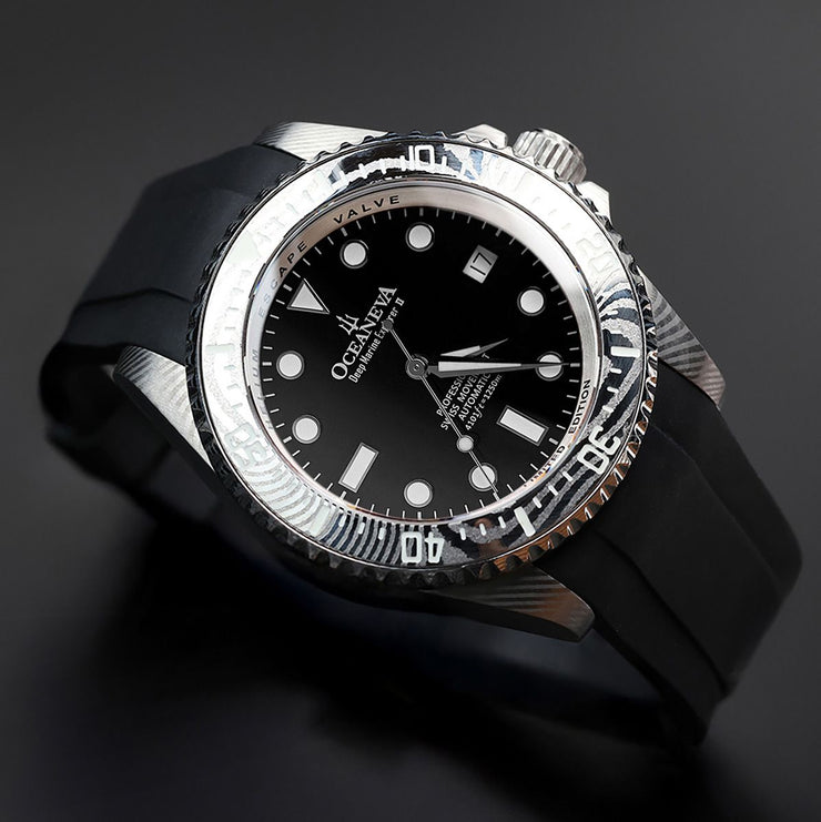 Oceaneva Deep Marine Explorer II Damascus Steel Black Limited Edition