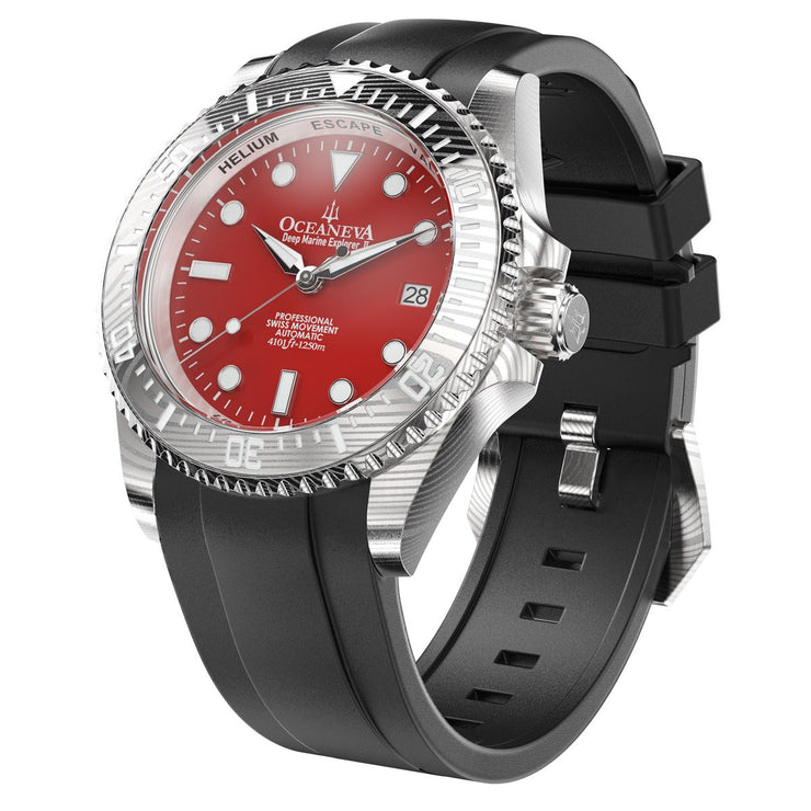 Oceaneva Deep Marine Explorer II Damascus Red Enamel Limited Edition