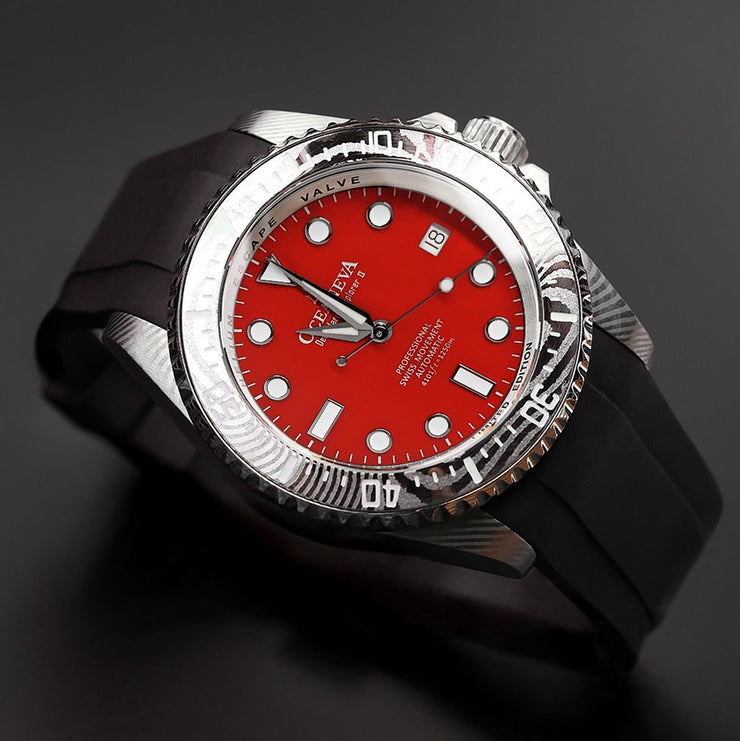 Oceaneva Deep Marine Explorer II Damascus Red Enamel Limited Edition