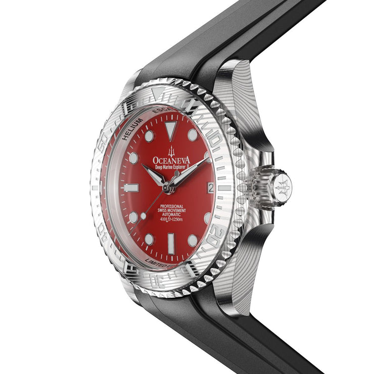 Oceaneva Deep Marine Explorer II Damascus Red Enamel Limited Edition