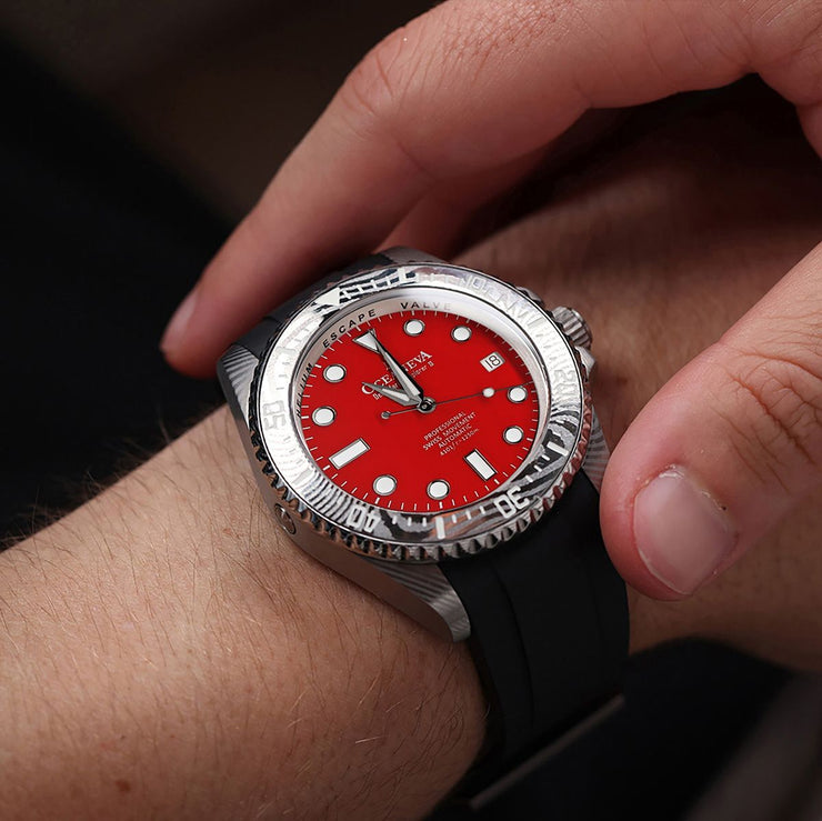 Oceaneva Deep Marine Explorer II Damascus Red Enamel Limited Edition