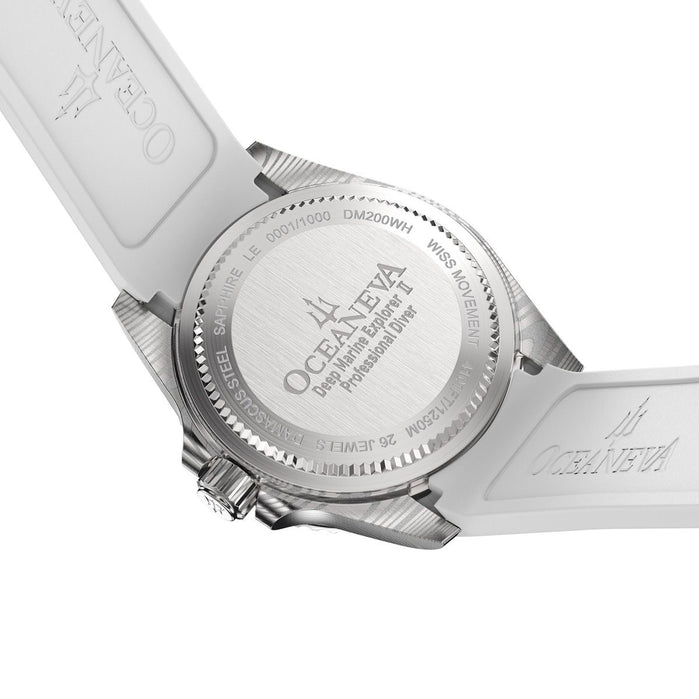 Oceaneva Deep Marine Explorer II Damascus All White Limited Edition angled shot picture