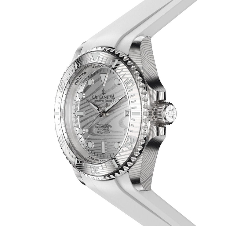 Oceaneva Deep Marine Explorer II Damascus Silver White Limited Edition