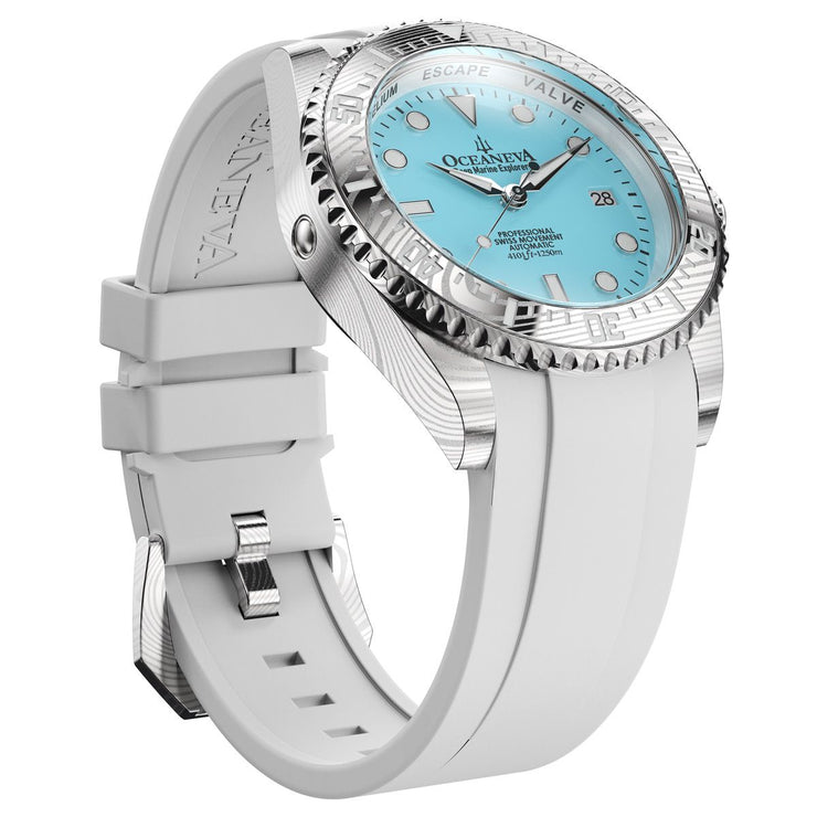 Oceaneva Deep Marine Explorer II Damascus Sky Blue White Limited Edition