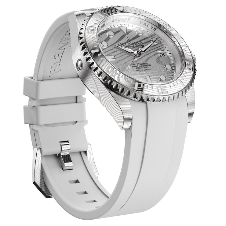 Oceaneva Deep Marine Explorer II Damascus Silver White Limited Edition