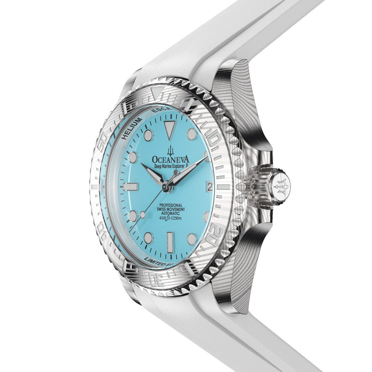 Oceaneva Deep Marine Explorer II Damascus Sky Blue White Limited Edition