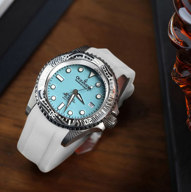 Oceaneva Deep Marine Explorer II Damascus Sky Blue White Limited Edition