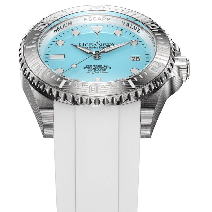 Oceaneva Deep Marine Explorer II Damascus Sky Blue White Limited Edition
